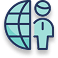 Person next to a globe
