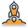 A rocketship taking off